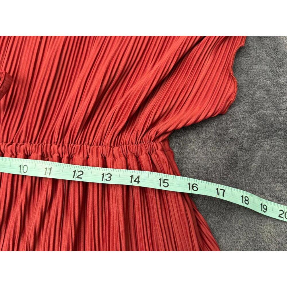 Ingrid & Isabel Blouse Red Boho Cinched Waist Top Flowy V Neck Women’s Large - Picture 6 of 6
